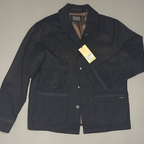 Brand New Scotch Soda Men's Embroidered Wool-Blend Blazer Size M