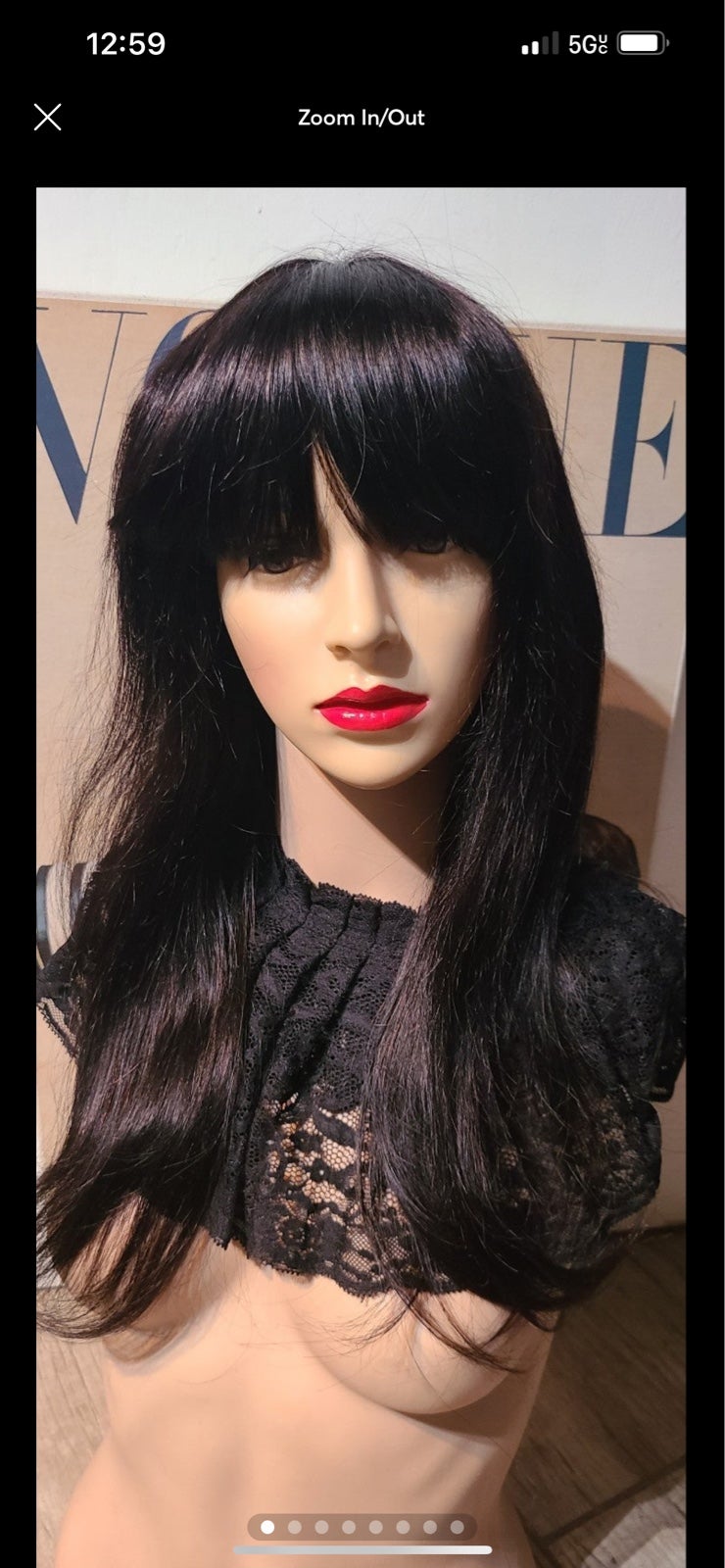 Real hair wig already styled with adjustable straps