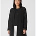 Eileen Fisher Black Organic Cotton Quilted Coat Snap Button Pockets Medium