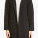 Eileen Fisher Black Organic Cotton Quilted Coat Snap Button Pockets Medium