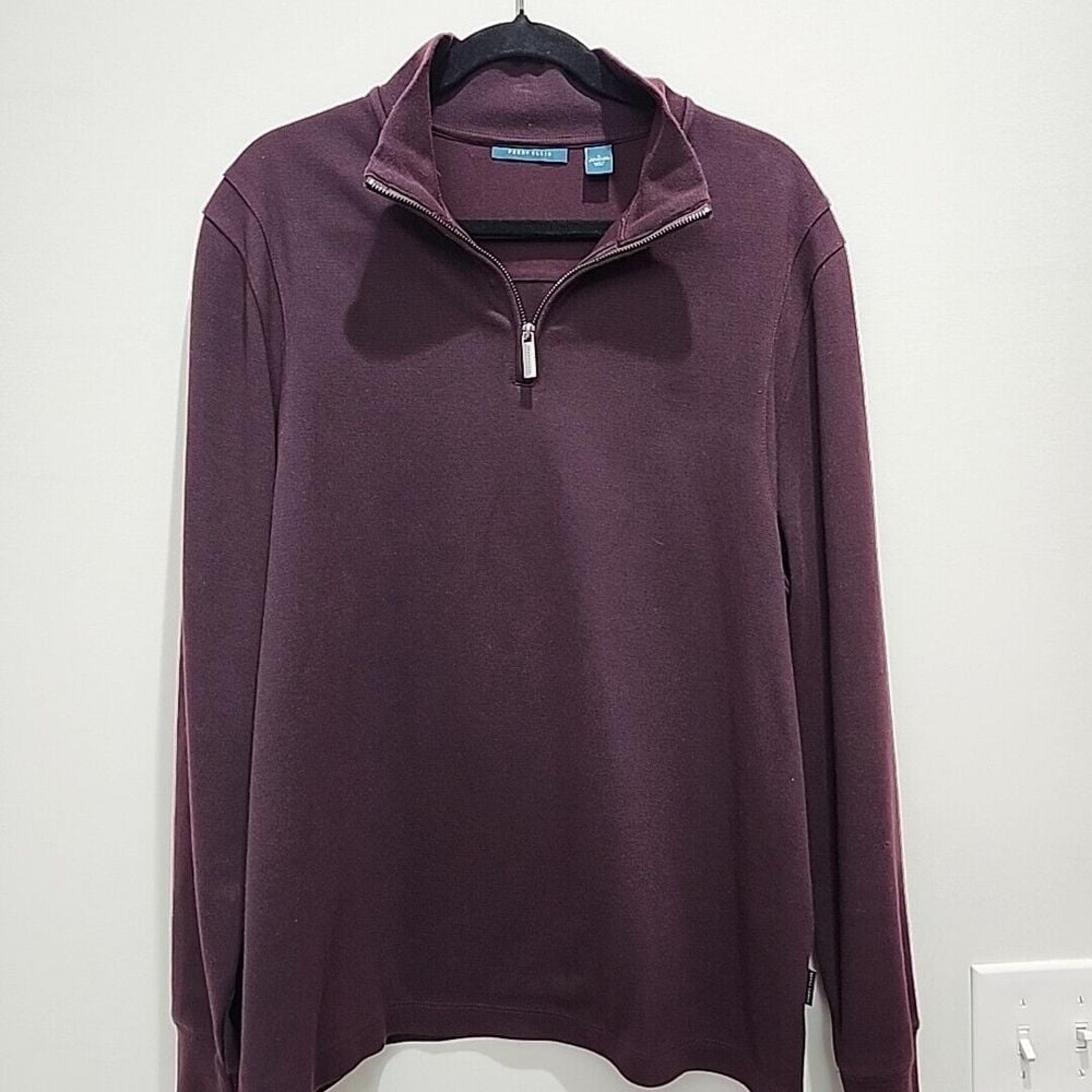 Perry Ellis Men's Large 1/4 Zip Pullover Long Sleeve, New, Casual & Stylish