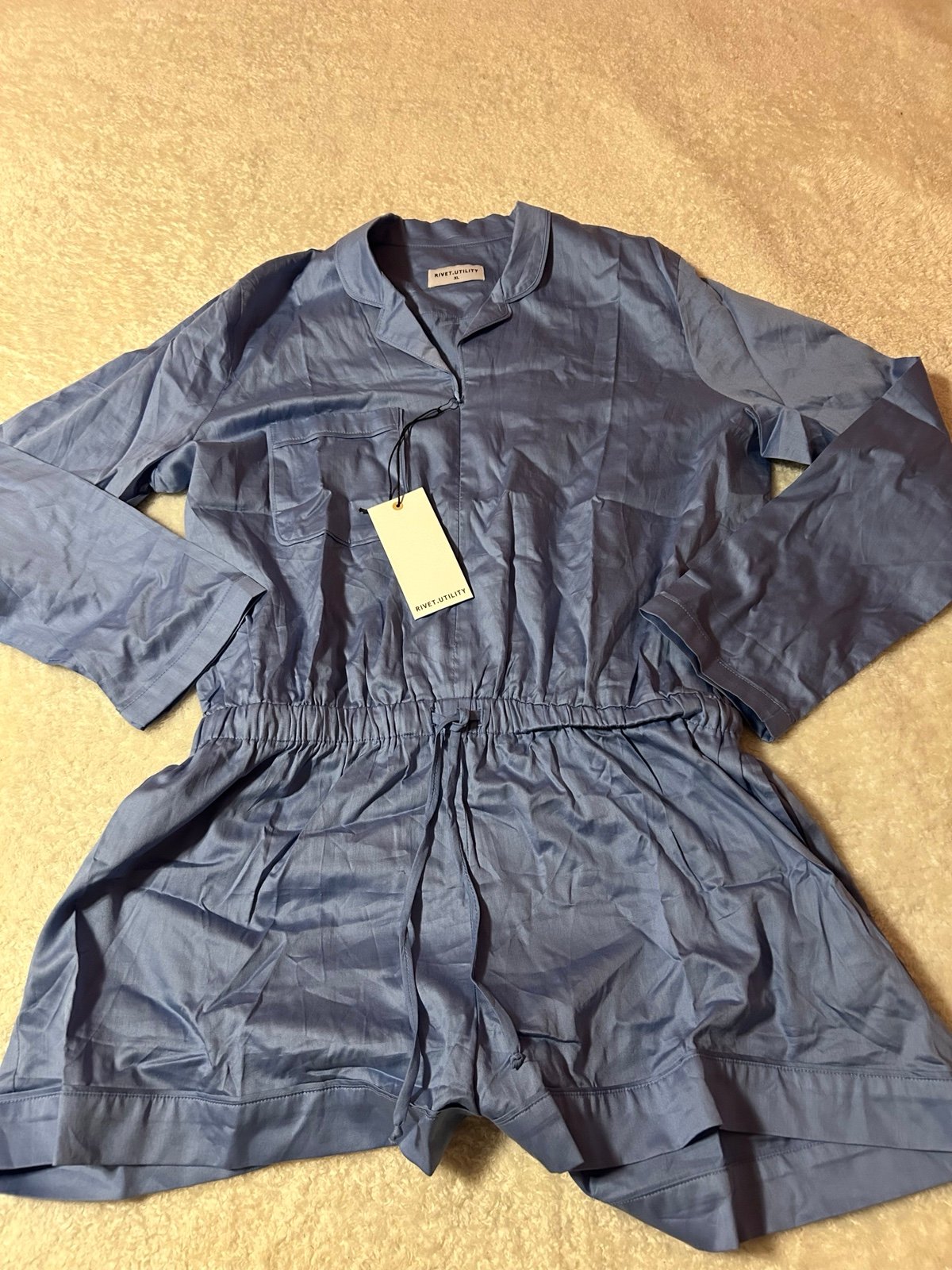 NWT Rare Rivet Utility Blue Romper Size XL