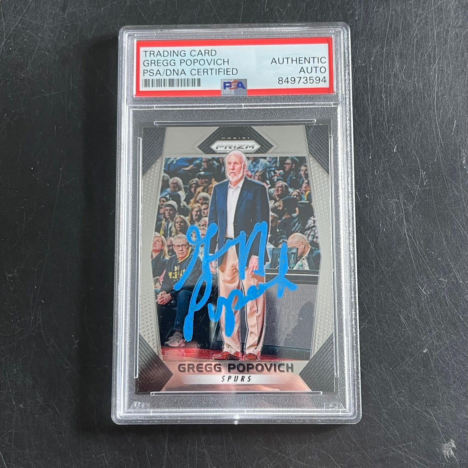 2017-18 Panini Prizm #300 Gregg Popovich Signed Card AUTO PSA Spurs Slabbed