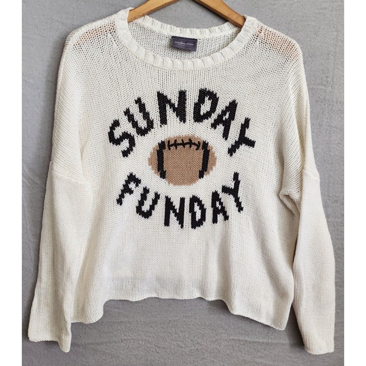 Wooden Ships Sunday Funday Football Oversize Slouchy Sweater M/L - 2XL