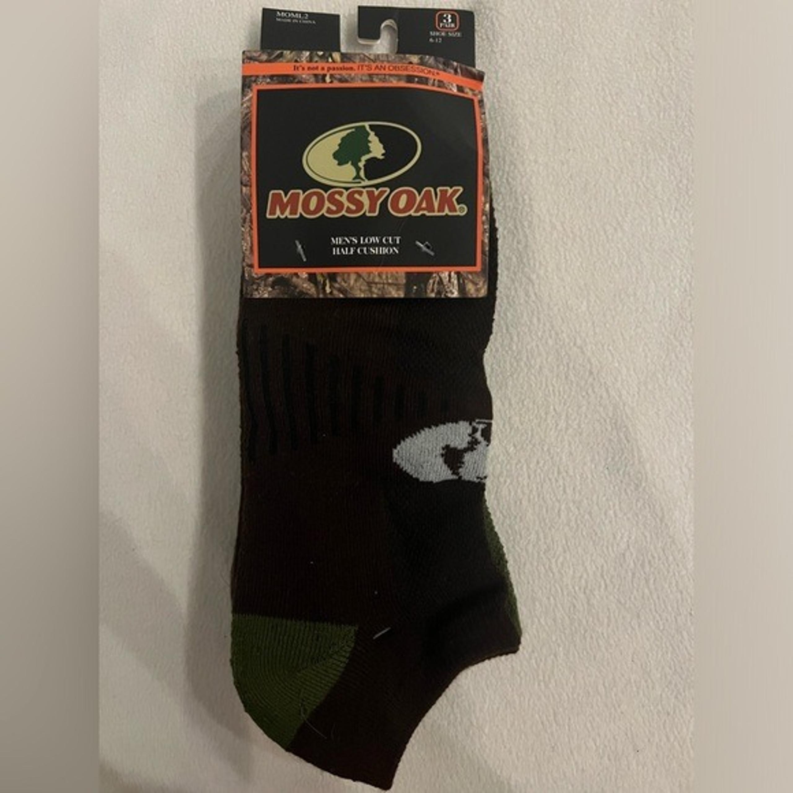 MOSSY OAK 3 PACK MEN'S LOW CUT HALF CUSHION HUNTING SOCKS SHOE SIZE 6-12 NWT