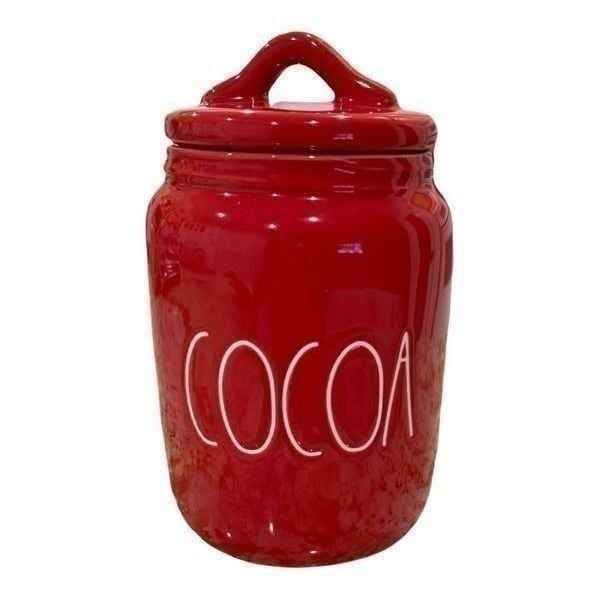 New RAE DUNN Holiday LL COCOA Red Small Baby Canister By Magenta