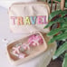 NWT Stoney Clover Lane Small Sand Clear Front Pouch w/3 Airplane Patches Sewn On