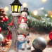 Handcrafted Resin Christmas Trio Snowman with LED Lamppost - 11.2'' Festive Snow