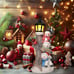 Handcrafted Resin Christmas Trio Snowman with LED Lamppost - 11.2'' Festive Snow