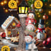 Handcrafted Resin Christmas Trio Snowman with LED Lamppost - 11.2'' Festive Snow
