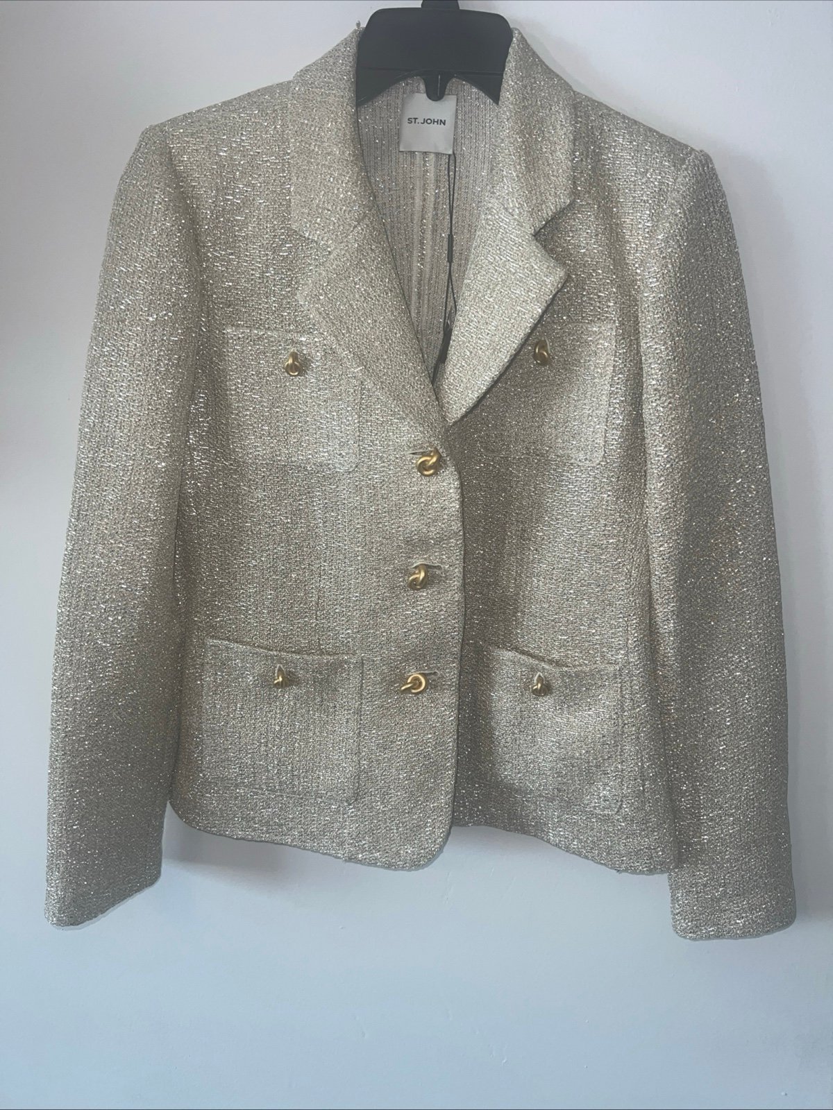NWT ST. JOHN Knits Bottom BottomsGold Shimmer Mystic Formal Jacket BlazerSz9 Ap