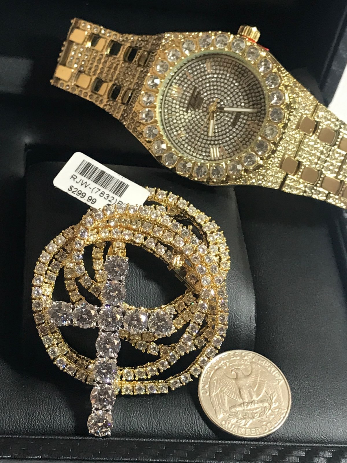 14K GOLD PLATED ICED OUT DIAMOND SIMULAT