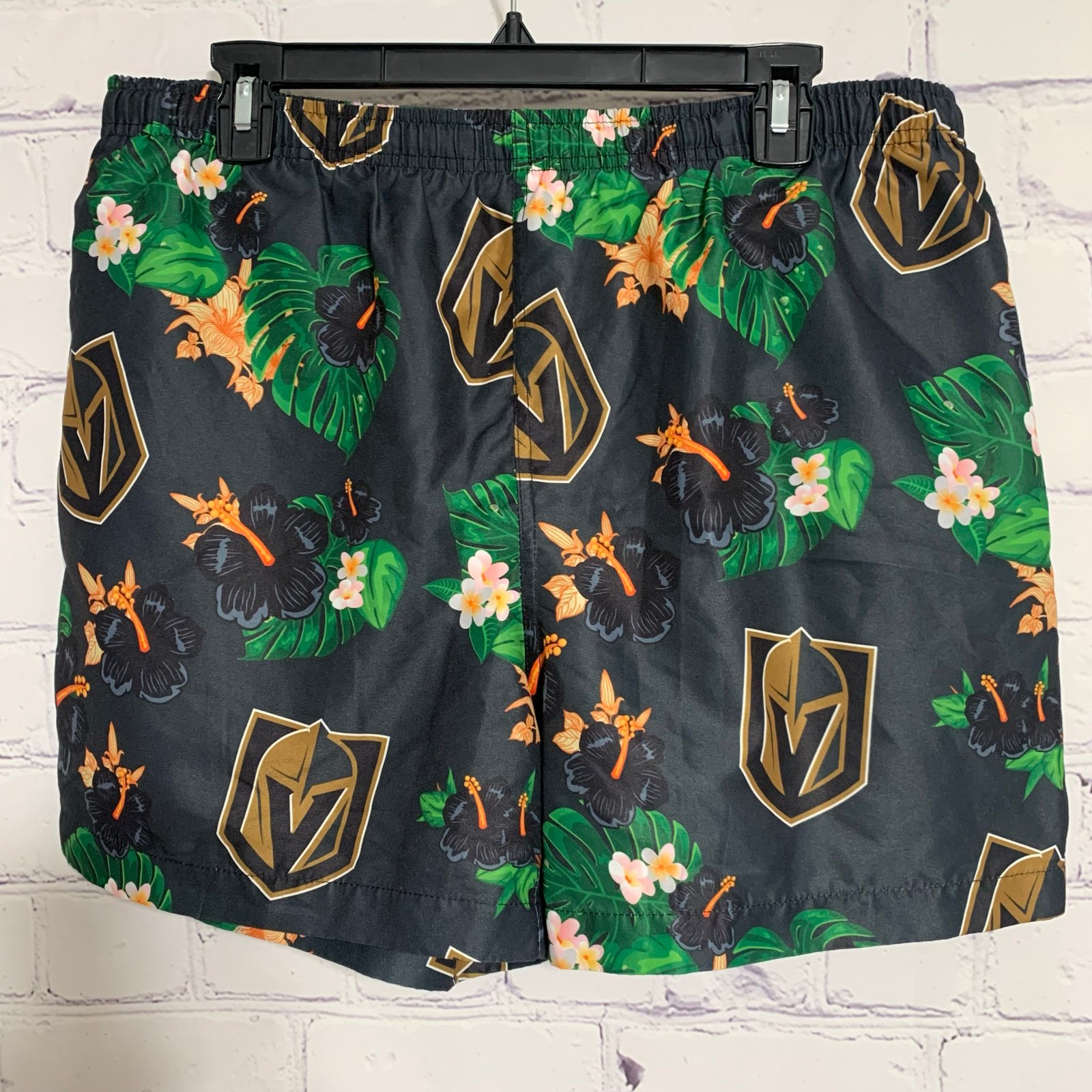 NHL VGK Vegas Golden Knights Men’s Board Shorts XL Black Floral Logo