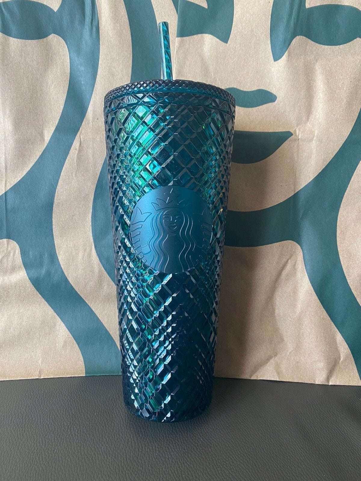 Starbucks Tumbler - Green / Blue Jeweled - Holiday 2021 - Venti 24oz