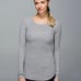 Lululemon Cabin Yogi Long Sleeve Knitted Heathered Medium Light Grey Boolux Sz 8