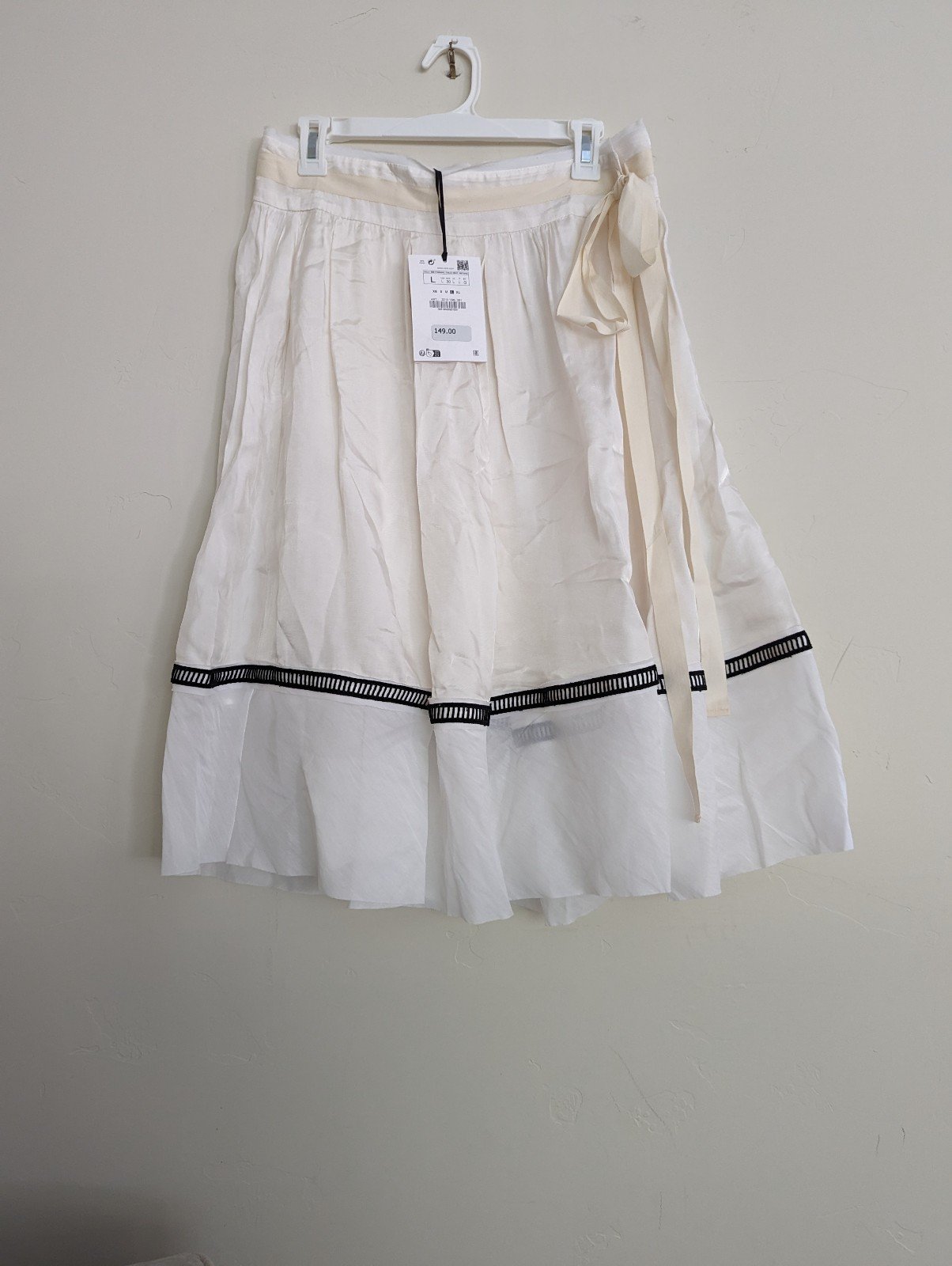 ZARA LIMITED EDITION A-LINE WRAP SKIRT WHITE BEIGE L NWT