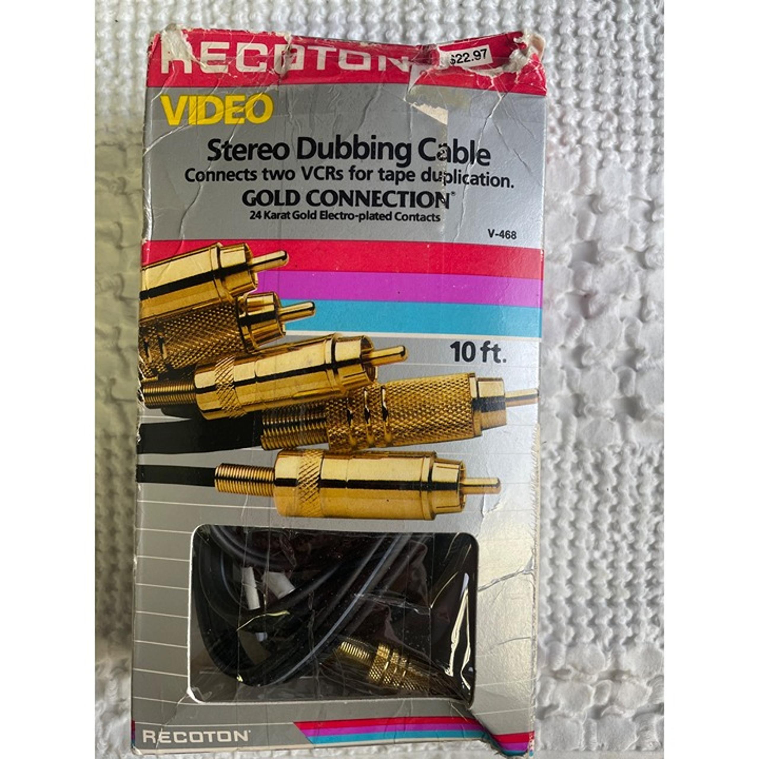 Recoton Stereo Dubbing Cable 2 VCR /24 Karat Gold Connection 10' SKU 2711