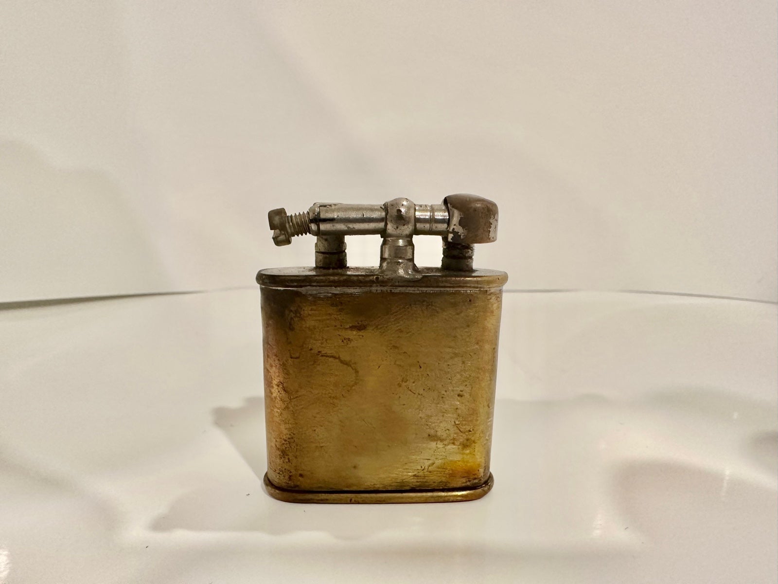 KW Karl Wieden Brass Lift Arm - First Model Lighter; Antique “Schutz KW Marke”