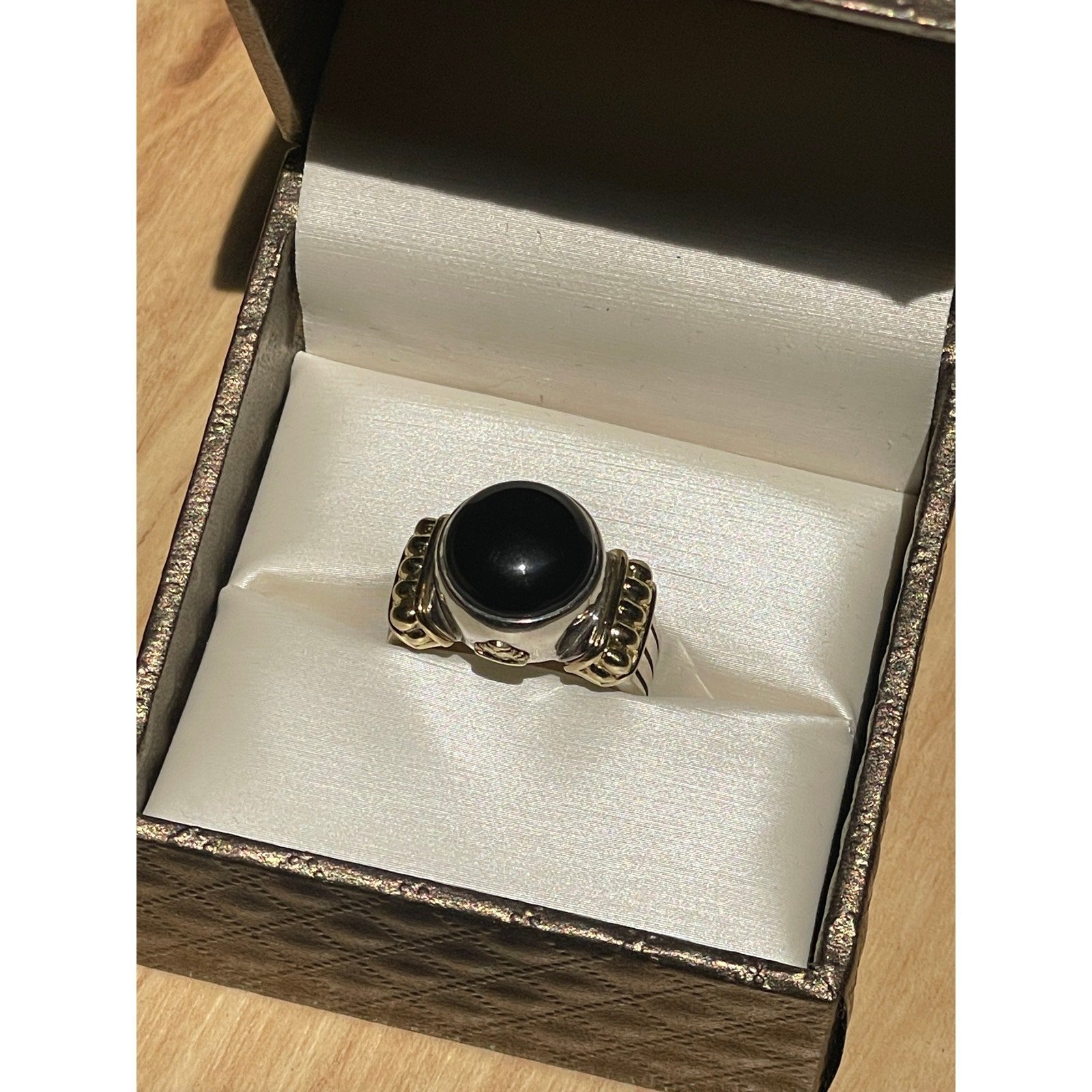 Lagos Caviar Onyx Gold/Silver Ring