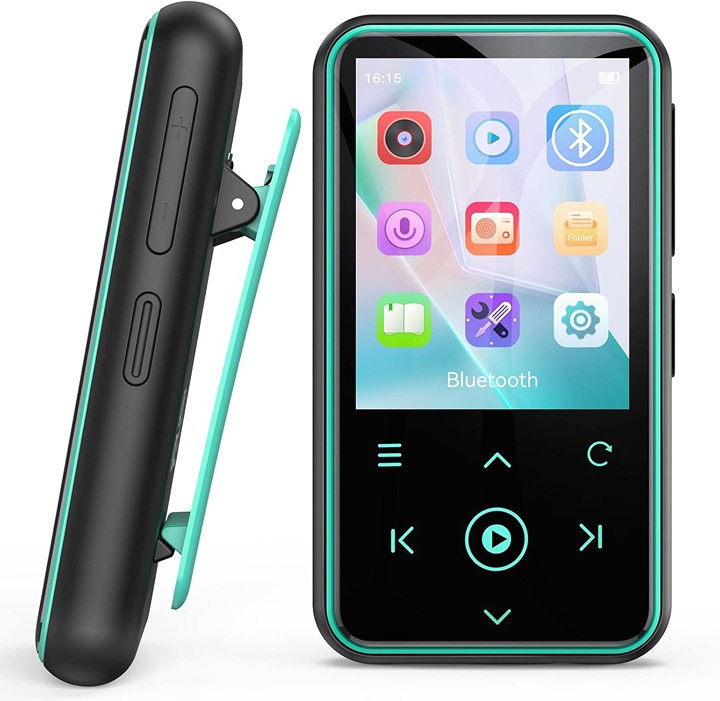 AGPTEK 64GB MP3 Player with Clip Bluetooth 5.3 Sport Digital Music Player Blue