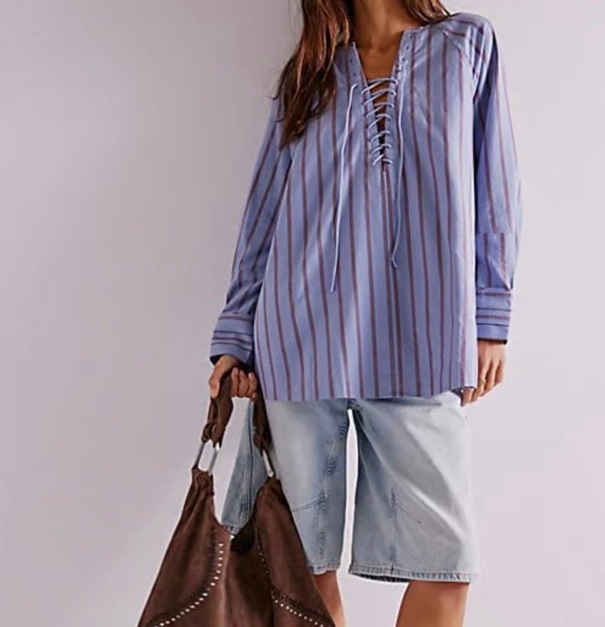 We The Free Lisbon Tunic blue stripe preppy relaxed nautical sz s