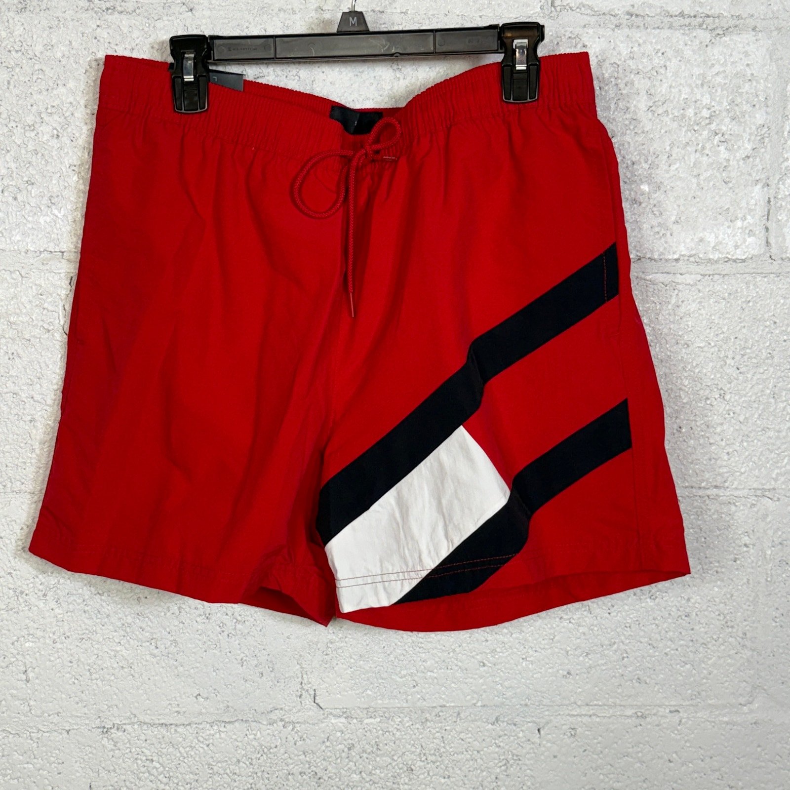 Tommy Hilfiger Men's Medium Drawstring 5 Swim Trunks - Primary Red XL