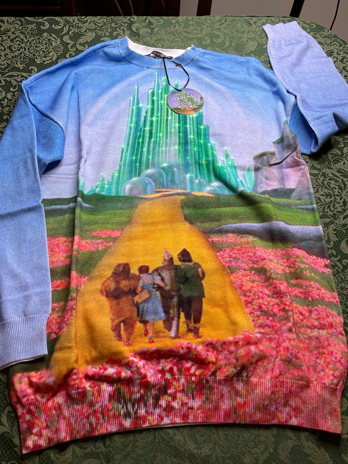 NWT S Wizard of oz dorothy sweater Dolls kill x city of emeralds yellow brick rd