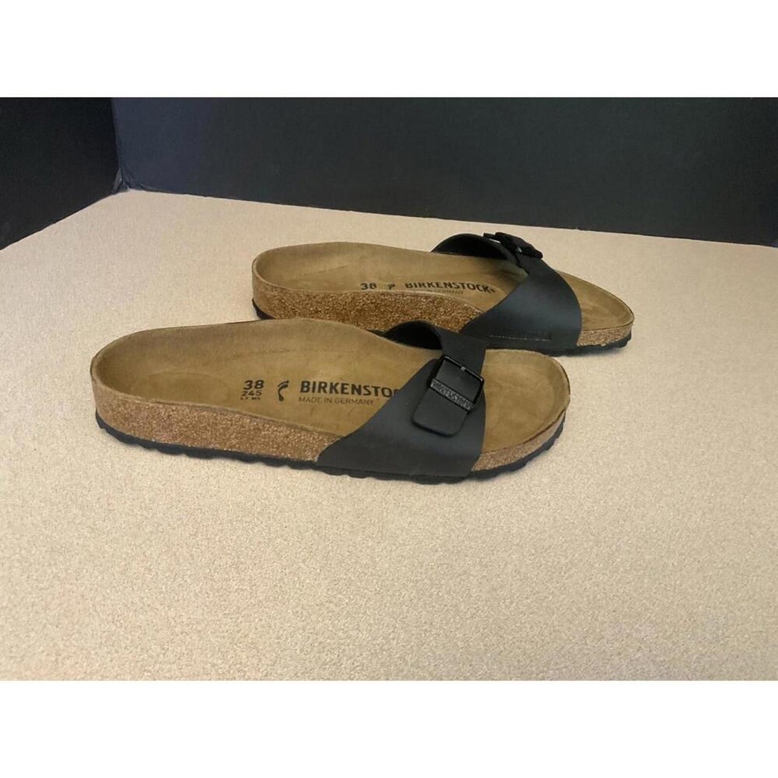 New! Womens BIRKENSTOCK Madrid BS Black Birko-Flor Sandals. Size 7 Narrow