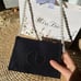 Dior makeup pouch bag with pearl chain