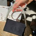 Dior makeup pouch bag with pearl chain