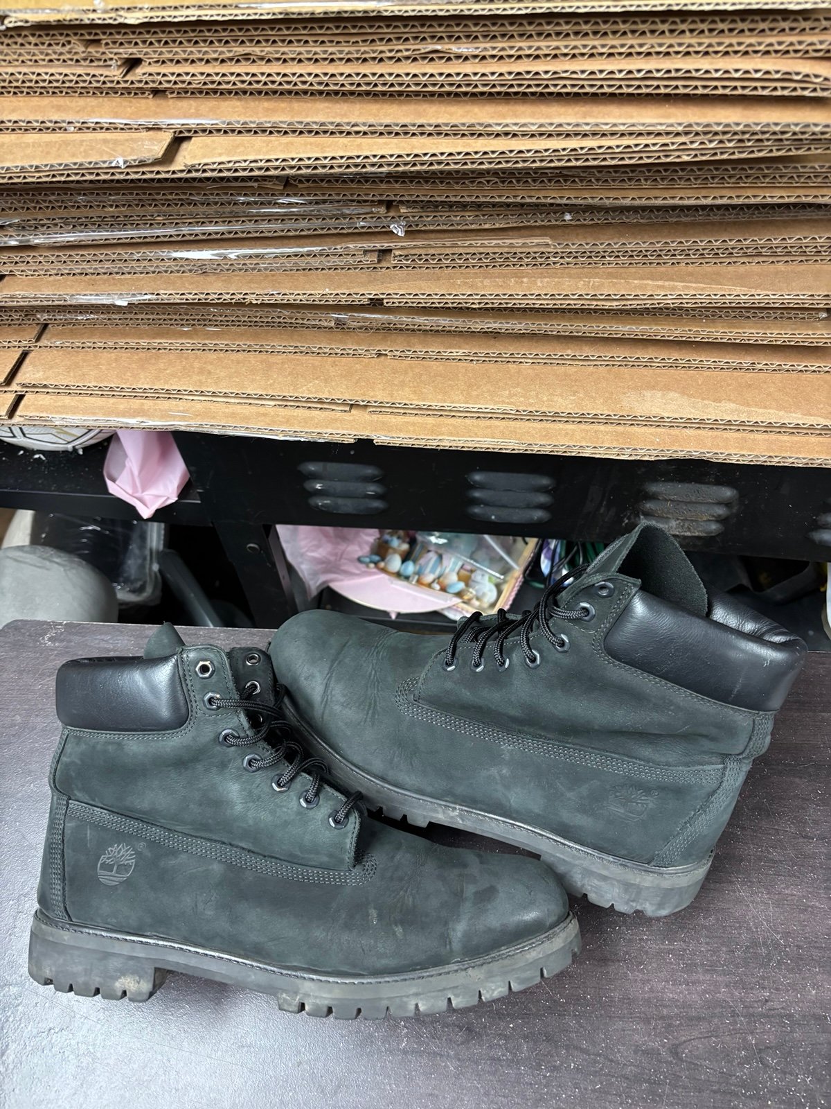 All black timberland boots