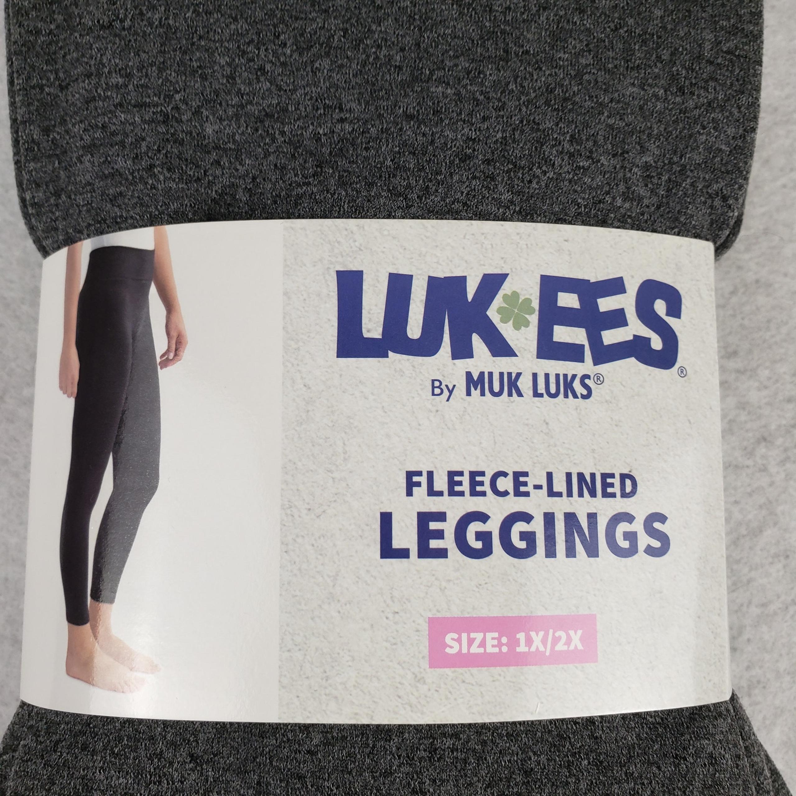 Muk Luks Women's Size 1X /2XFleece Lined Leggings Solid Gray Neutral Basic Comfy