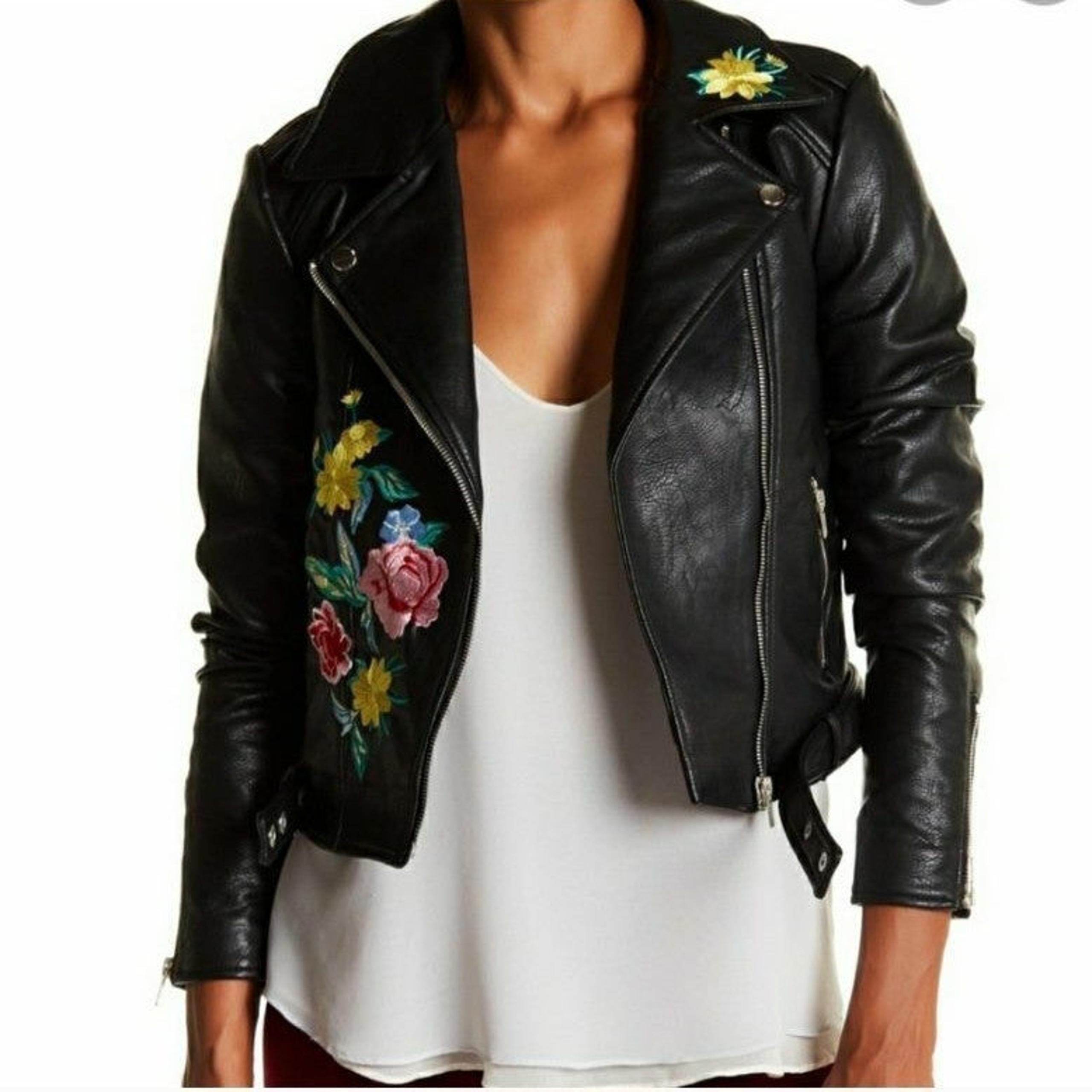 Embroidered Leather Moto Jacket - Romeo & Juliet Couture