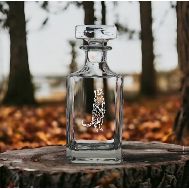 Meerkat Decanter 26 Oz Bourbon Whiskey Premium Glass Personalize Animal Gift NEW