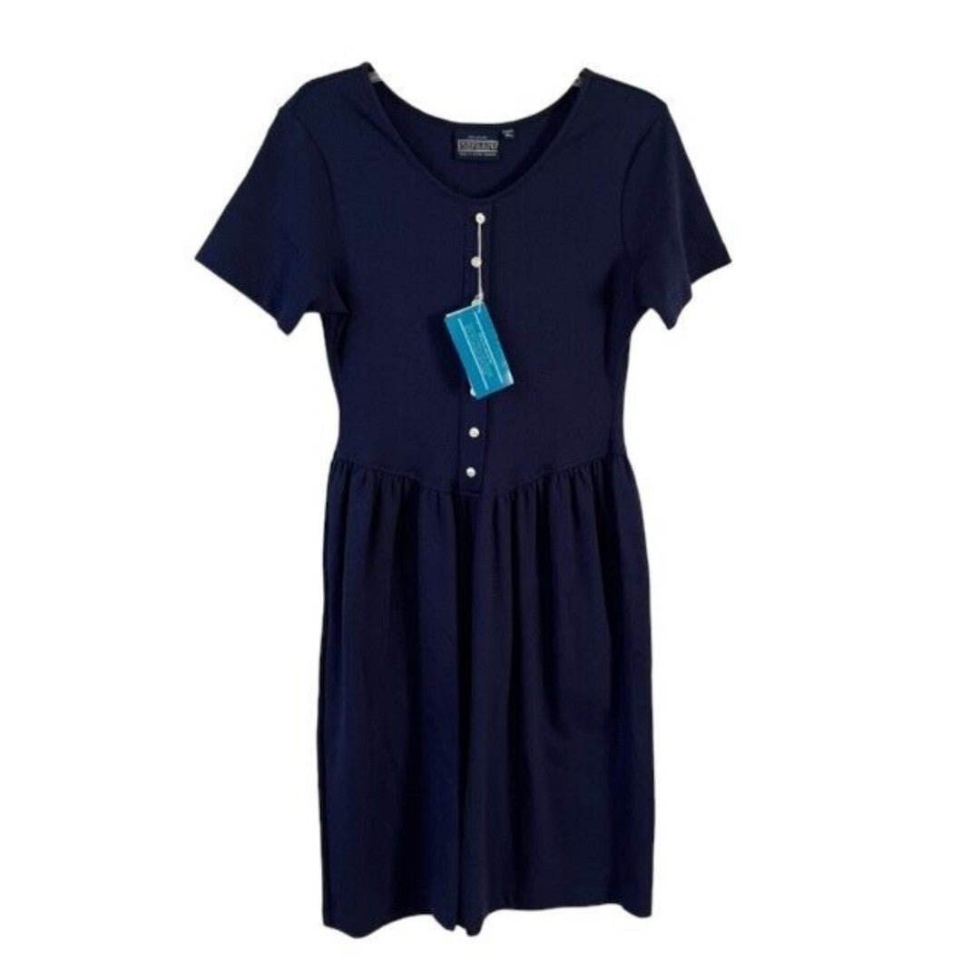 Lands End Navy Knit Midi Dress Size Medium P NWT