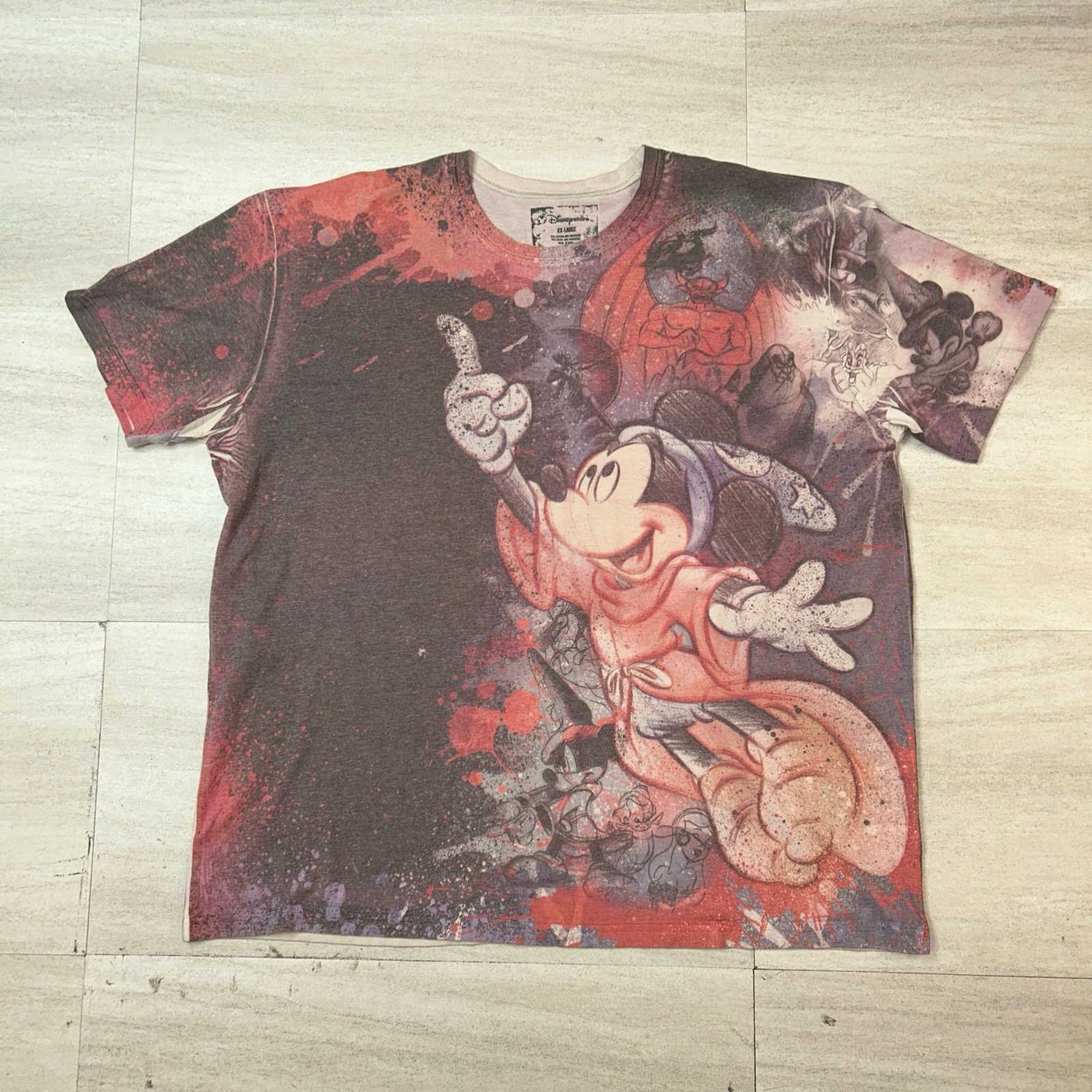 Fantasia T-Shirt Men’s Disney Store All Over Print Mickey Mouse XXL