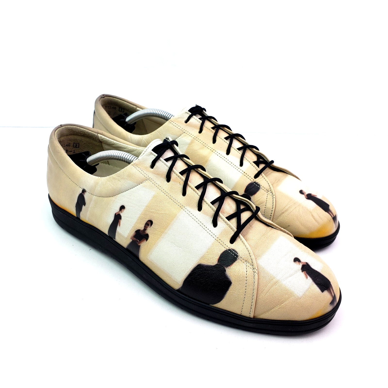 Jeon Icon Art Wearable Womens Size 8 Beige Leather Laceup USA Made Sneaker Shoes