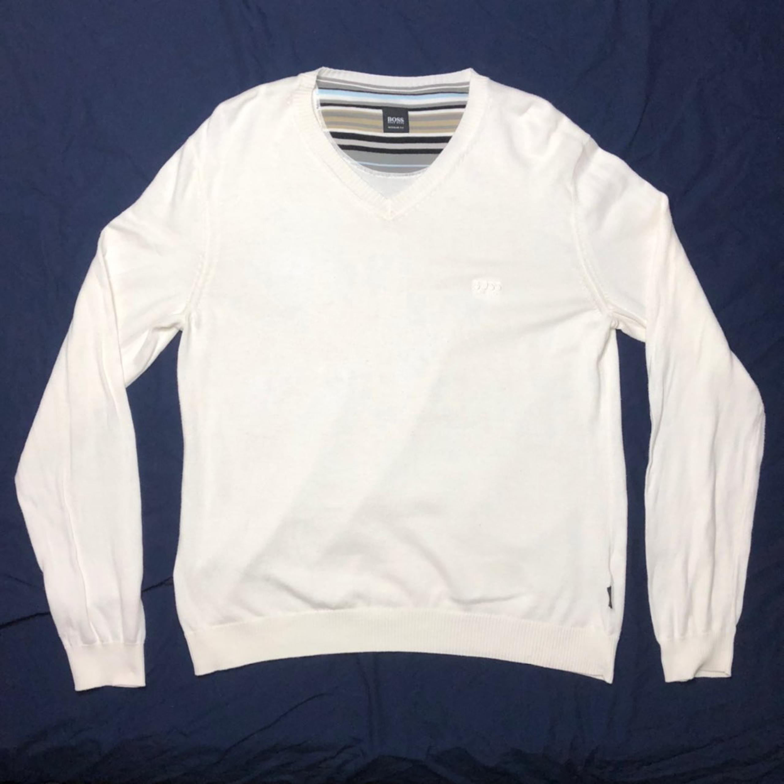 Hugo Boss Logo Cotton V-Neck Sweater