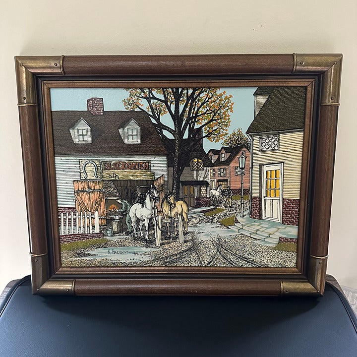 H. Hargrove Serigraph Blacksmith Signed & Framed