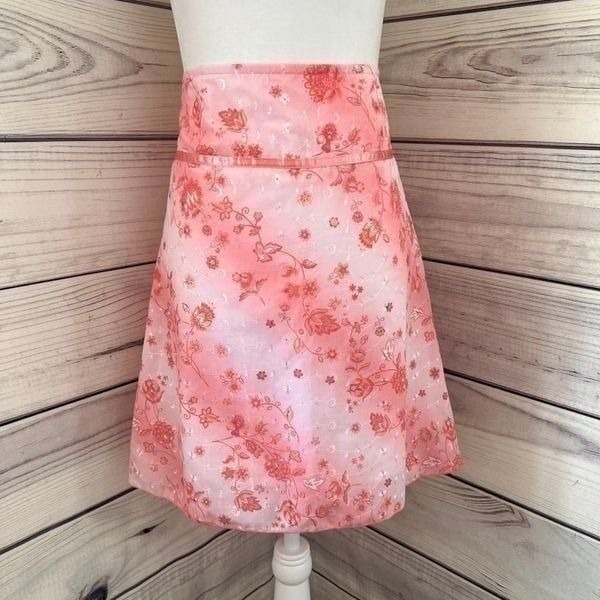 Vintage Y2K Pink Floral Embroidered A-Line Skirt