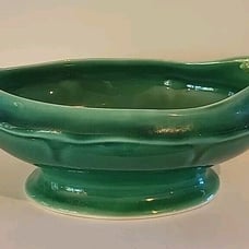 Vintage Mt. Clemens Petalware Gravy Boat USA Mt Clemens Pottery Petalware Green