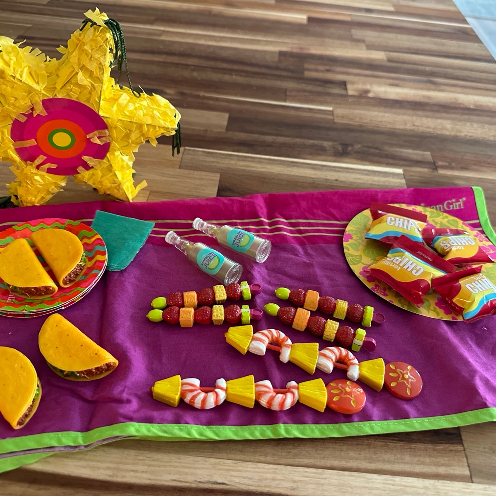American Girl Doll Fiesta Picnic Set Tacos Fruit Kabobs A239
