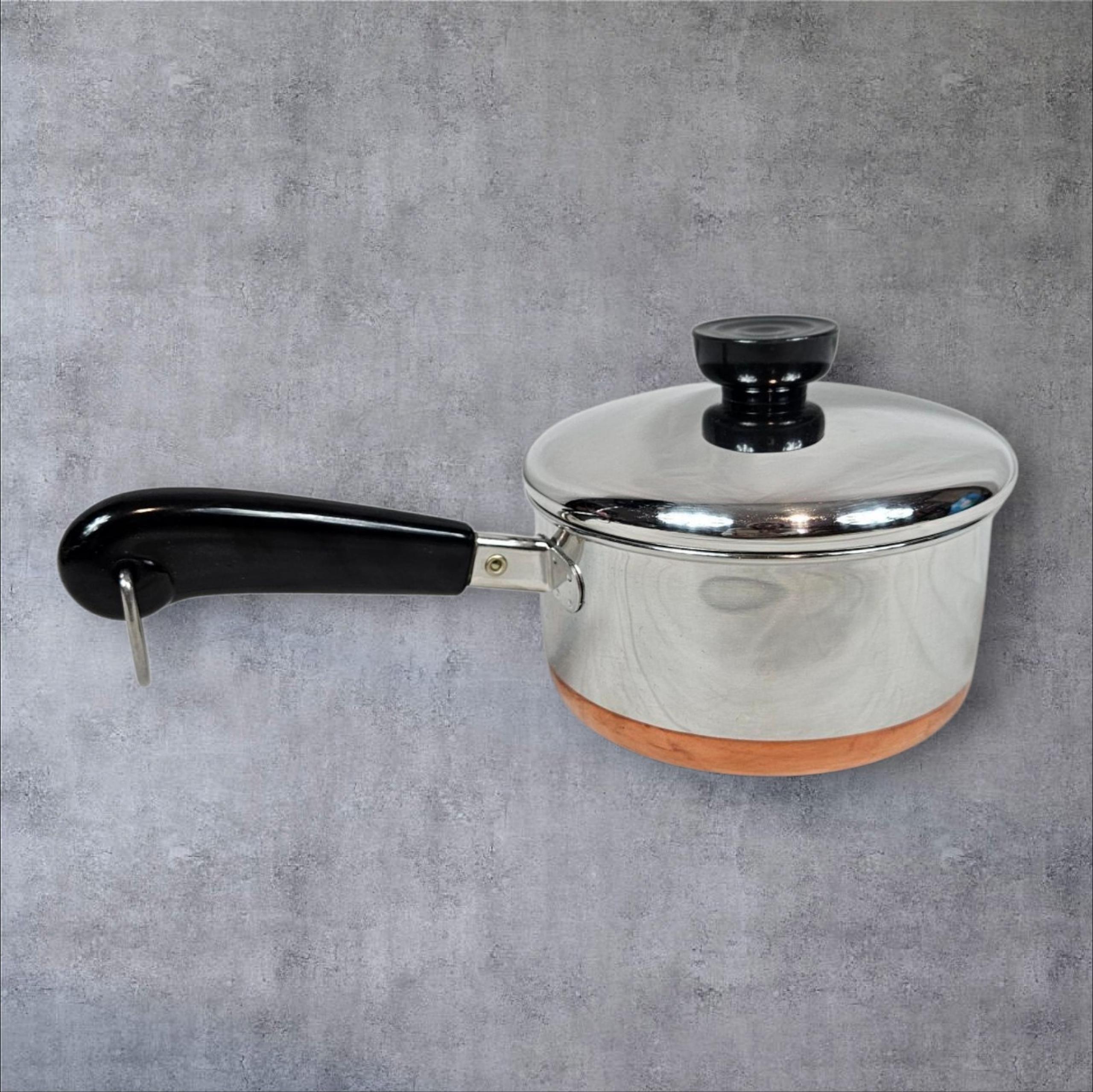 Vintage Revere Ware Copper Clad Bottom Stainless Steel 1-Quart Covered Saucepan