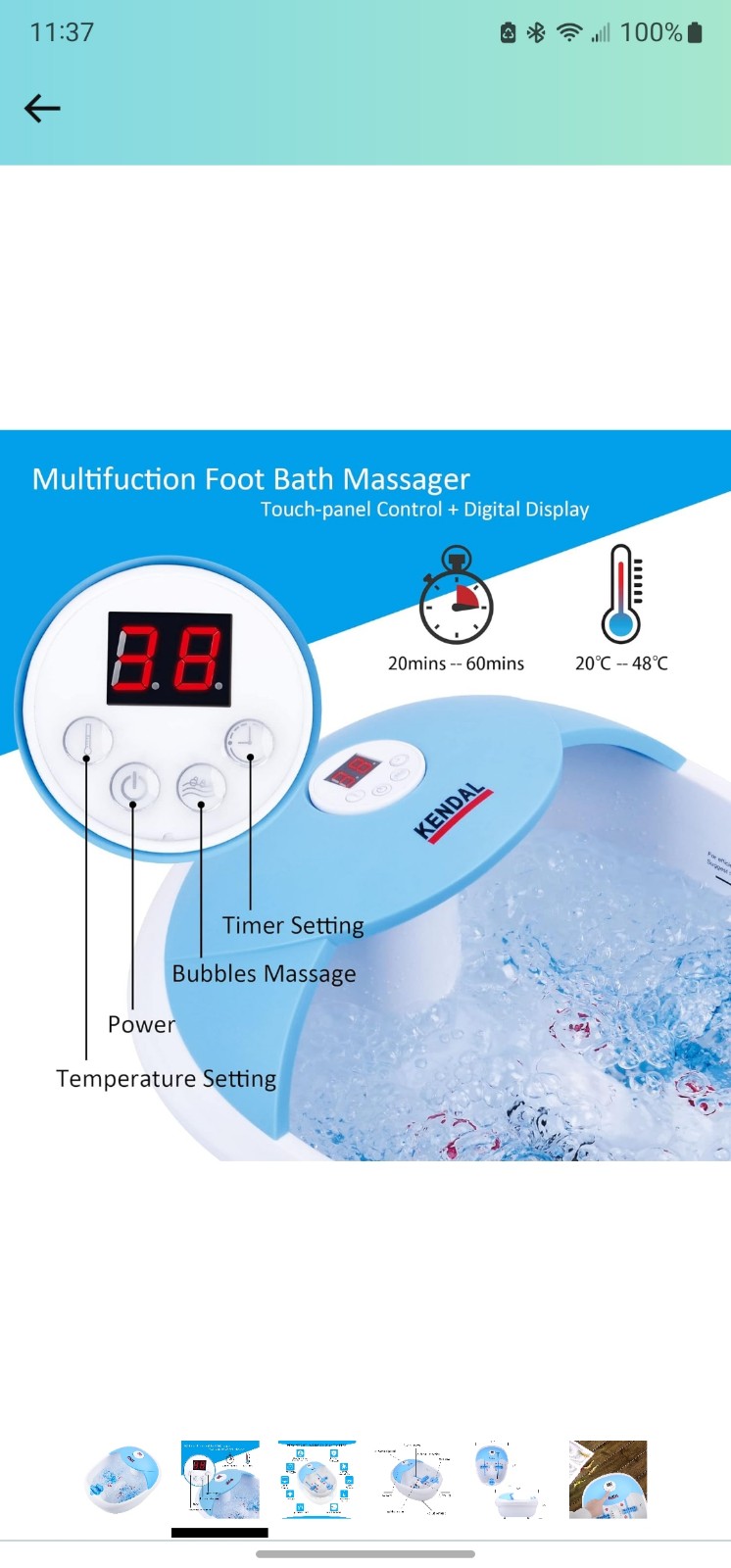 NIB Kendal All-in-One Foot Spa Bath Maager w/ Heat & Bubbles