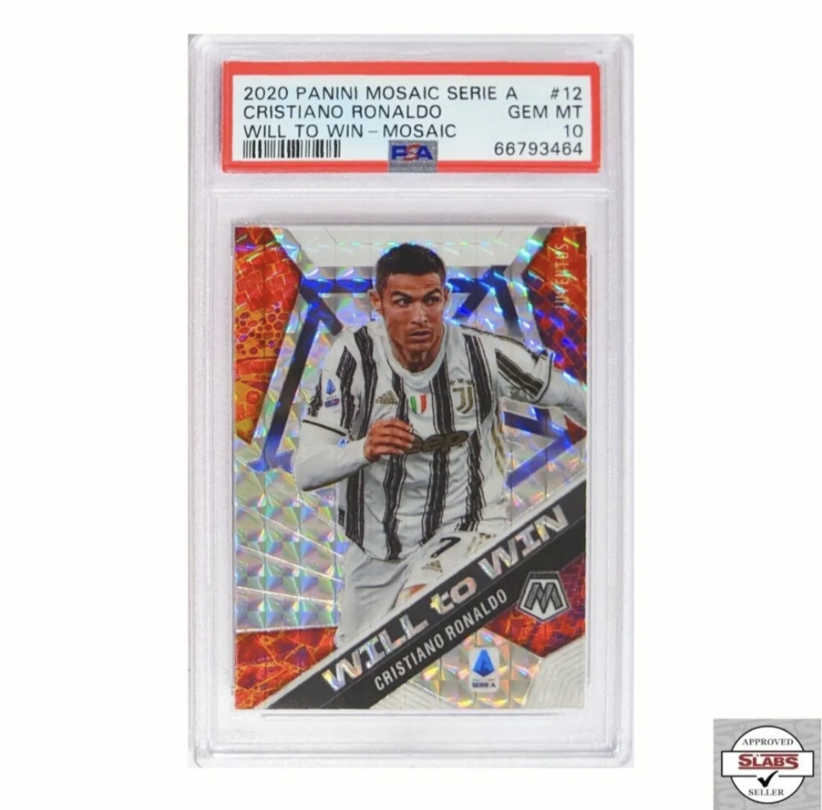 2020-21 Panini Mosaic Seie A Cristiano Ronaldo Will To Win PSA 10 GEM MINT