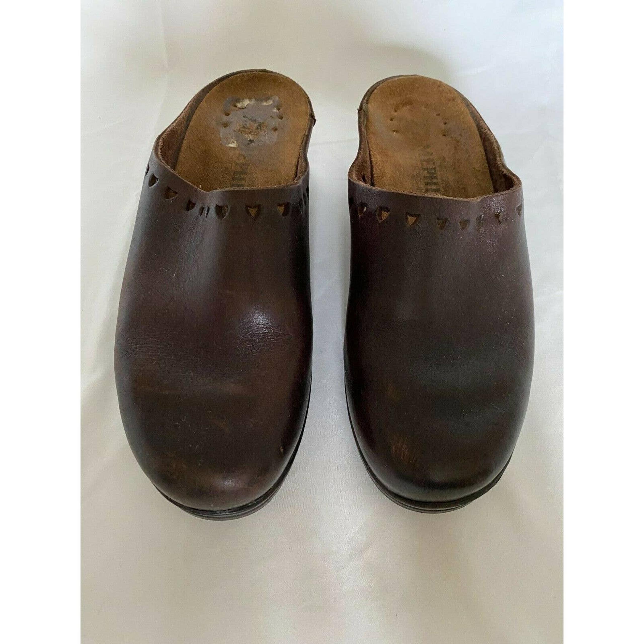 Womens Leather Clogs Size 37 by Mephisto Brown Comfort Shoe