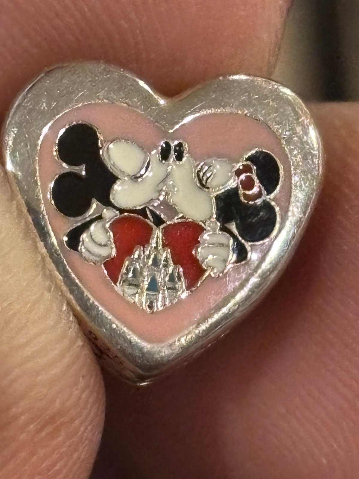 Mickey and Minnie Kisses Valentine Heart Castle Pandora Charm