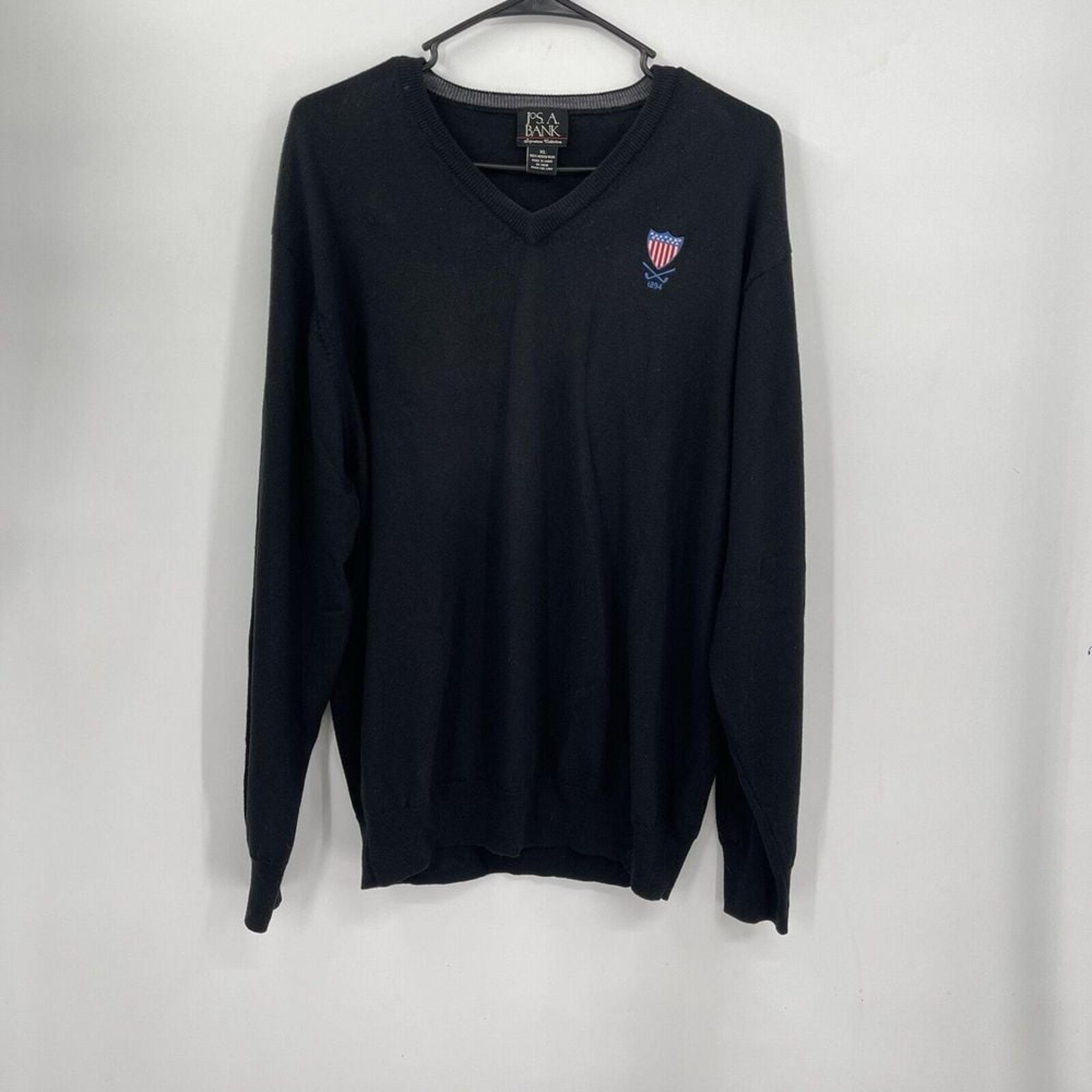 Jos. A. Bank Signature Men Merino Wool Long Sleeve Pullover Sweater Black XL