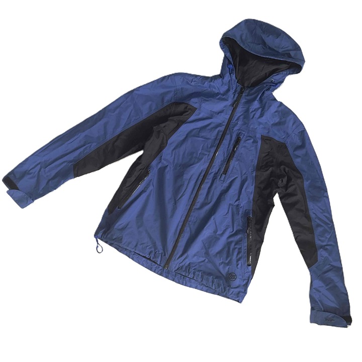 Wrangler Rain Jacket Blue M Medium Waterproof Full Zip Hooded Outdoor