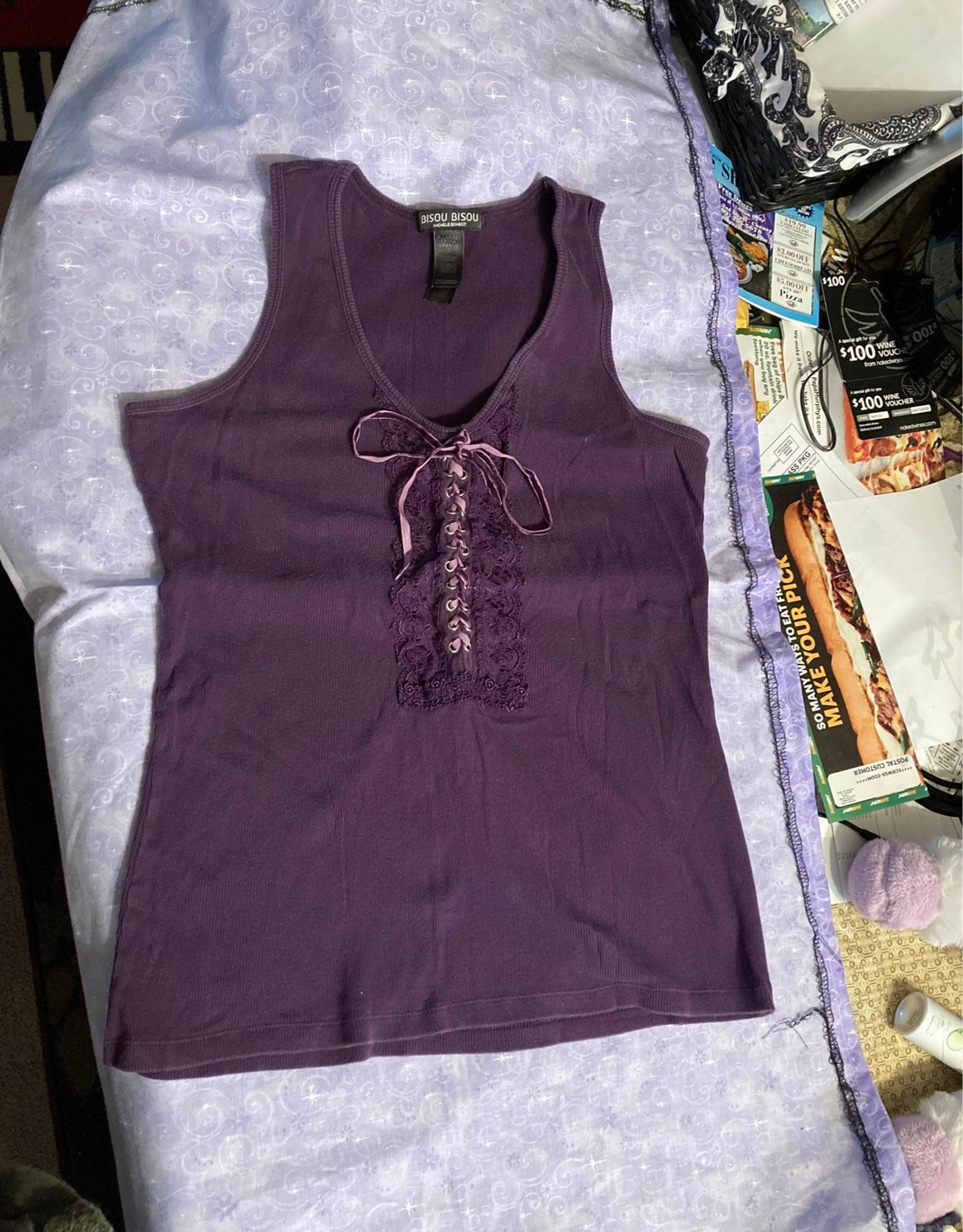 Purple laceup Tank Top